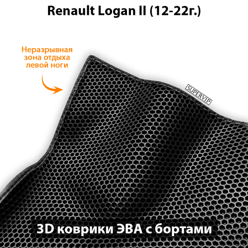 Передние автомобильные коврики ЭВА с бортами для Renault Logan II (12-22г.)