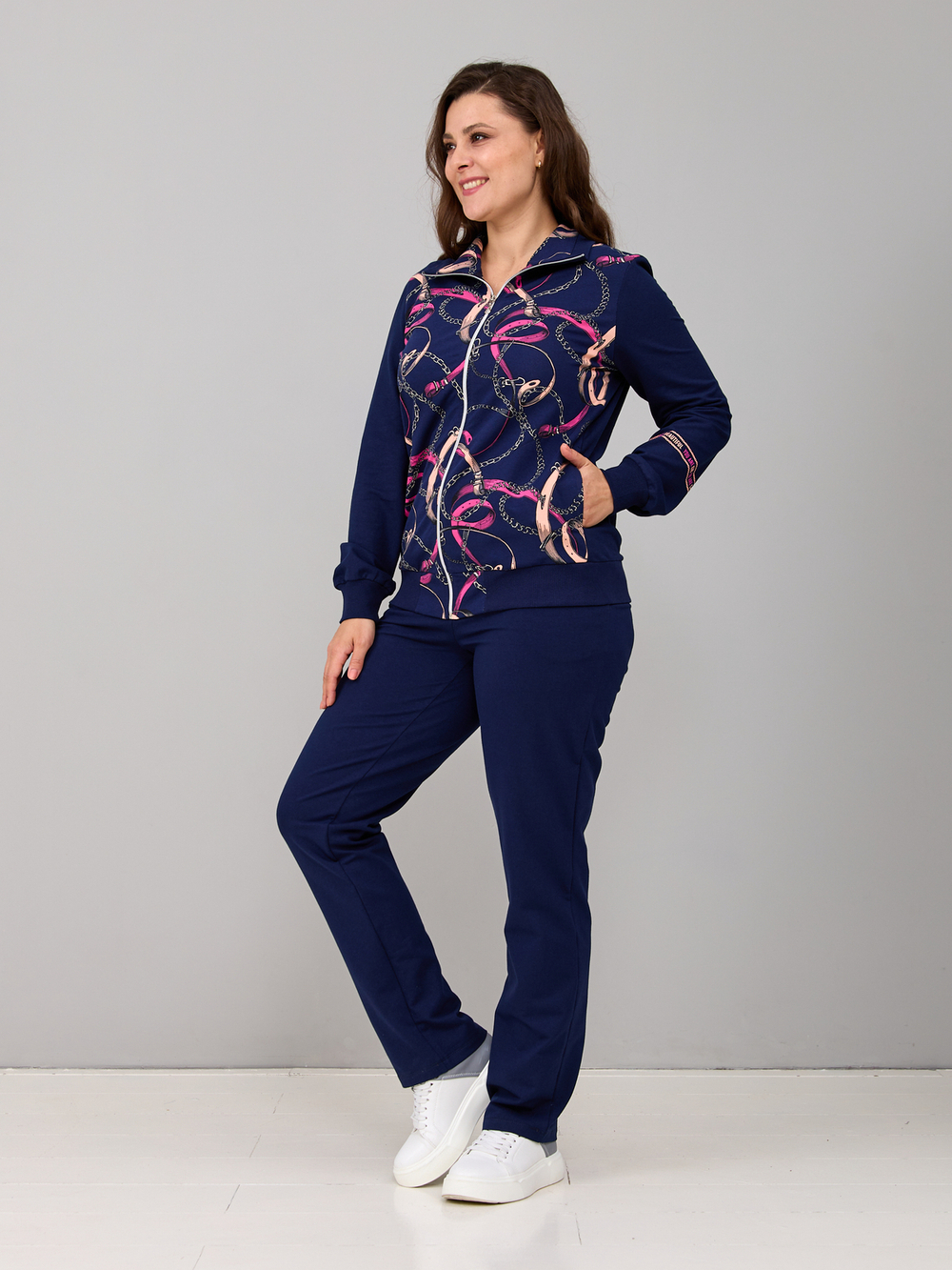 Костюм с брюками КБ-384/синий-цепи