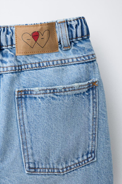ZARA ДЖИНСЫ BAGGY С ВЫШИВКОЙ «СЕРДЕЧКИ» ORFAYO ©, ГОЛУБОЙ