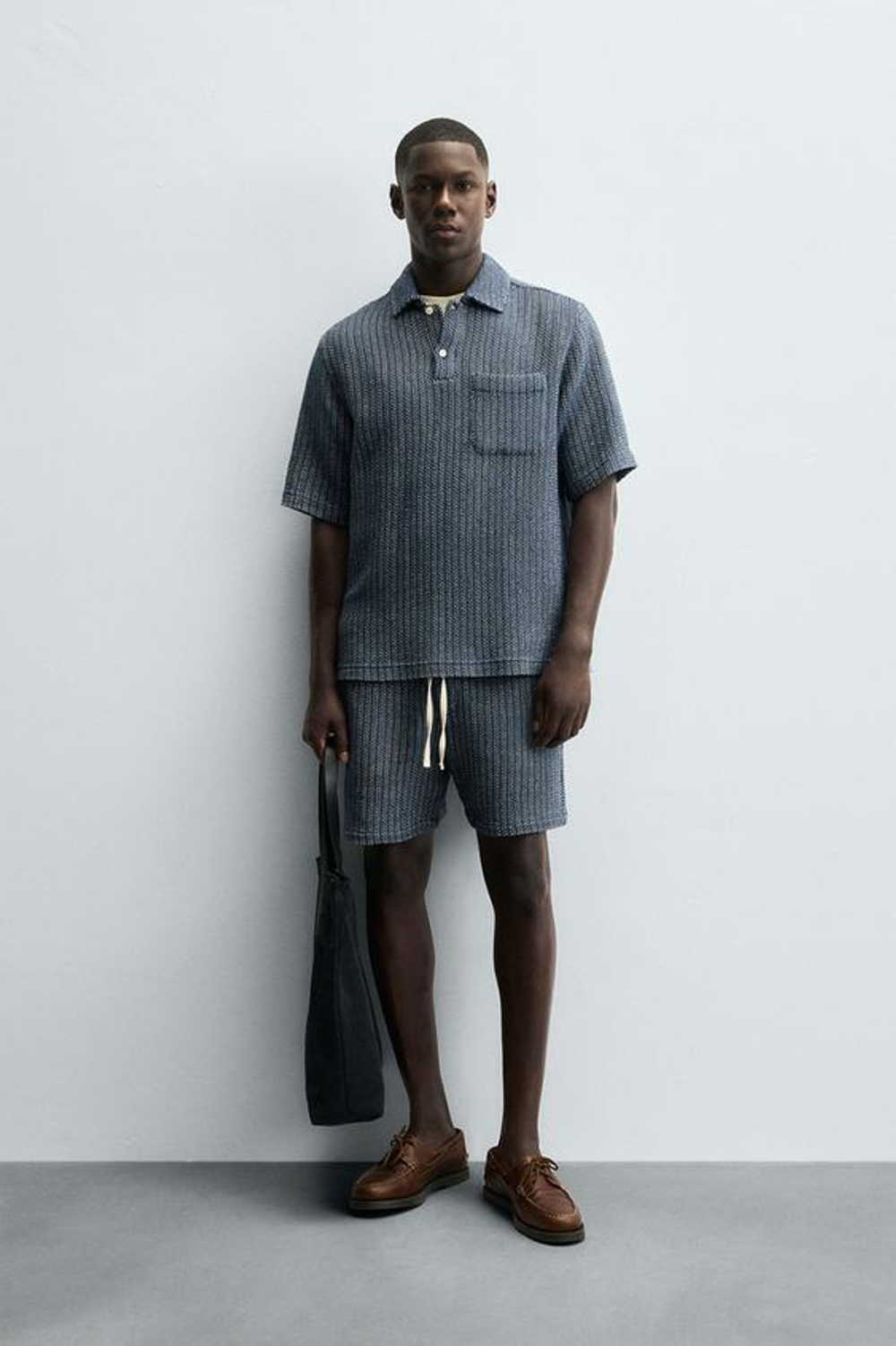 ZARA ШОРТЫ ЖАККАРДНОЙ ТКАНИ, ИНДИГО