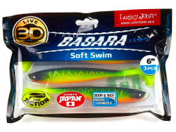 Виброхвост LUCKY JOHN Basara Soft Swim 3D, 6.0in (152 мм), цвет PG02, 3 шт.