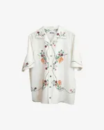 Рубашка Soeurs Расшитая Бордовыми Цветами белая