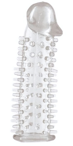 Прозрачная насадка на половой член с закрытой головкой и шипами - 12,5 см. (Цвет: прозрачный)