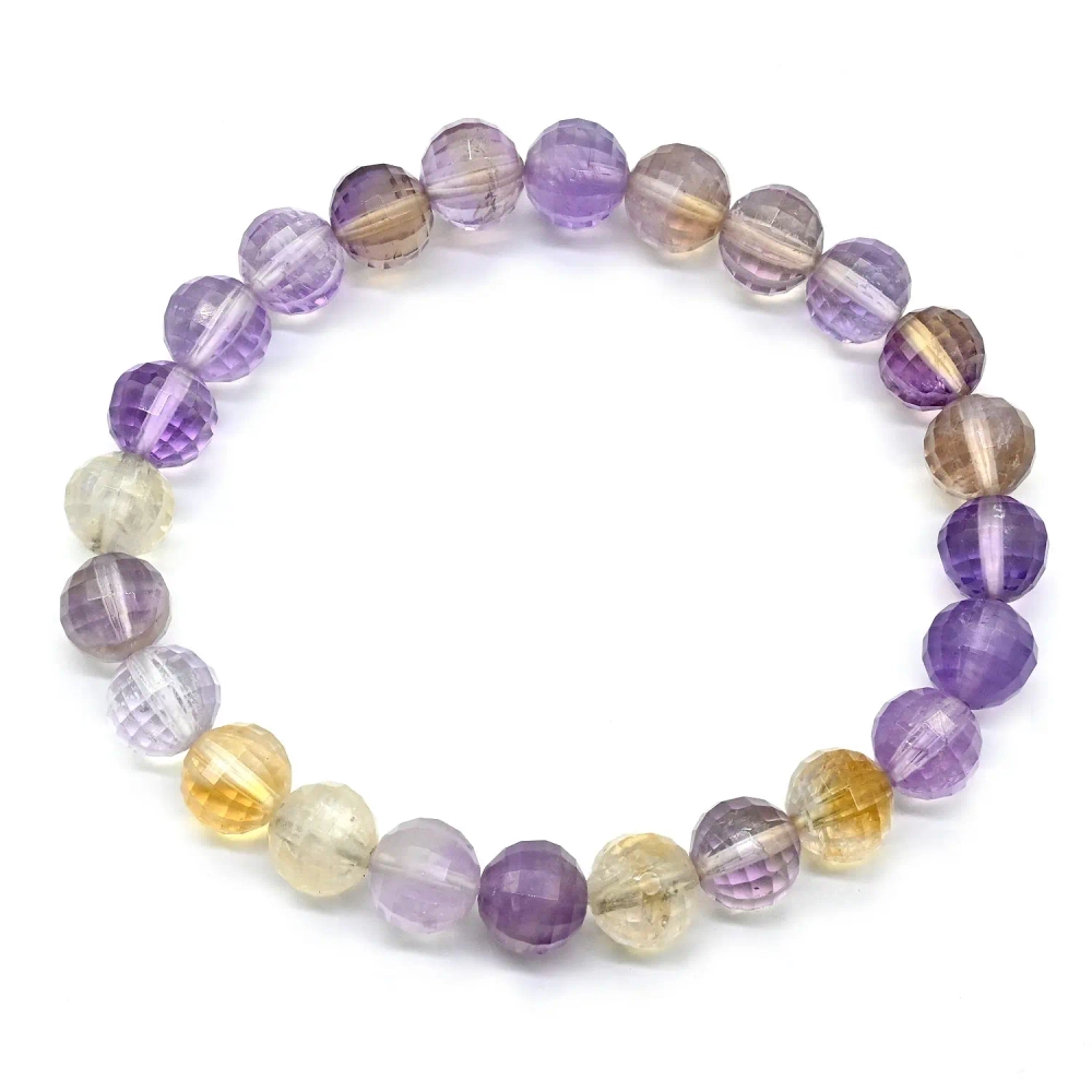 Браслет из аметрина шарик граненый 8мм, 16см