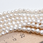 Жемчуг, размер около 5,5 мм, цена за отрезок 19 см (1/2 нити)