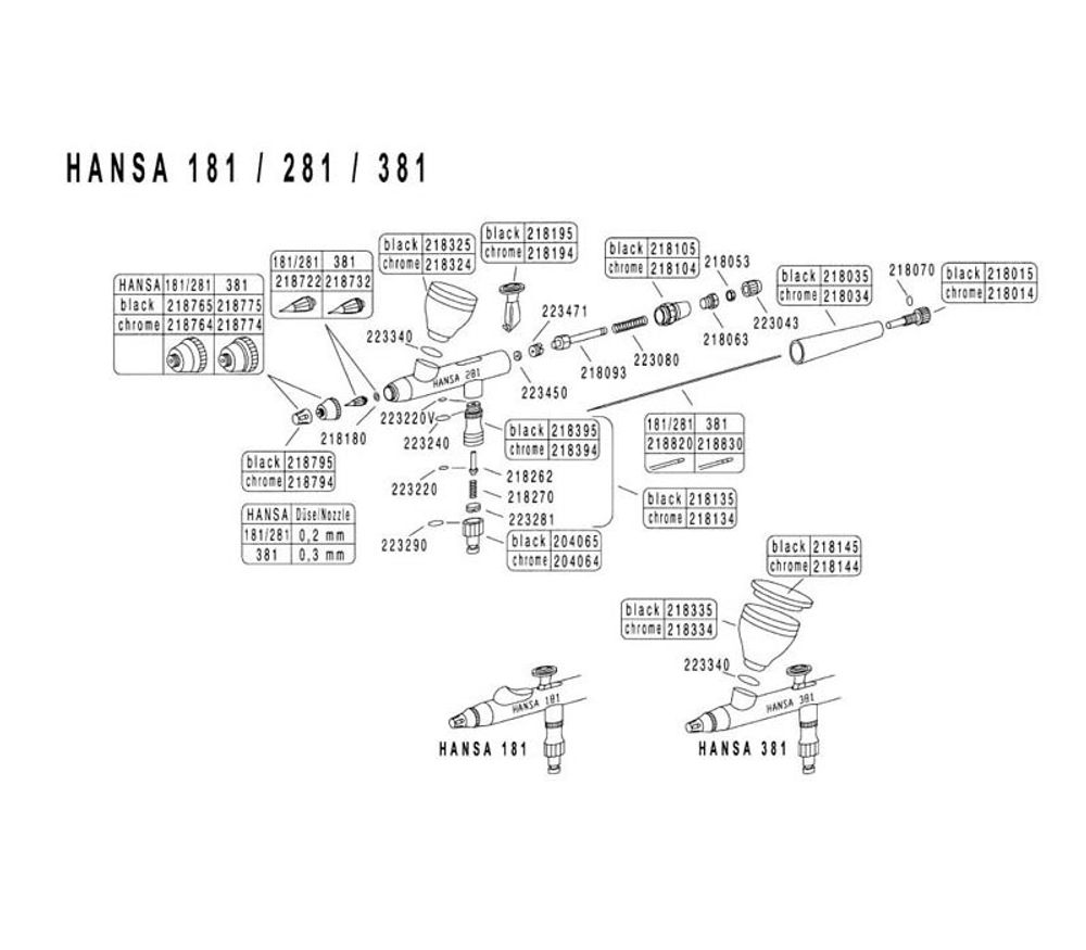 Аэрограф Hansa 281 chrom купить в Москве