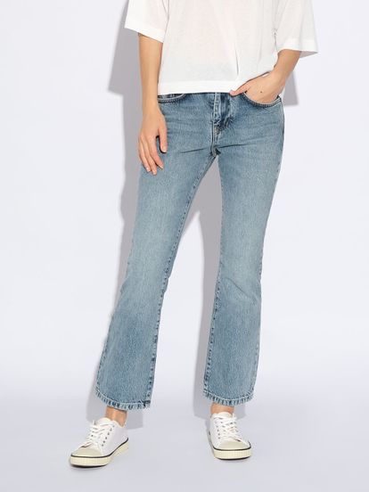 Женские джинсы голубого цвета из 100% хлопка - фото 2