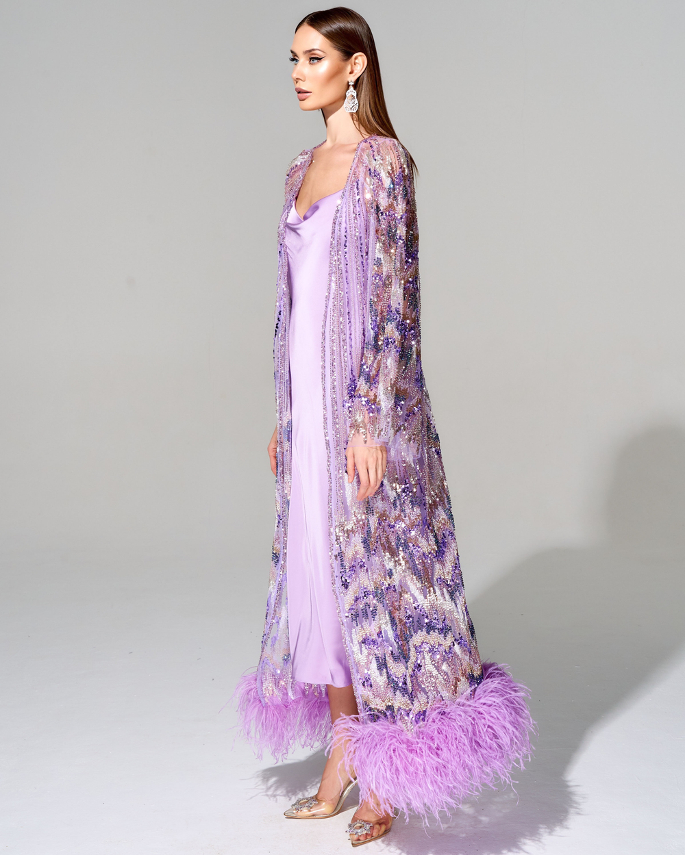 Кардиган с премиальными перьями страуса