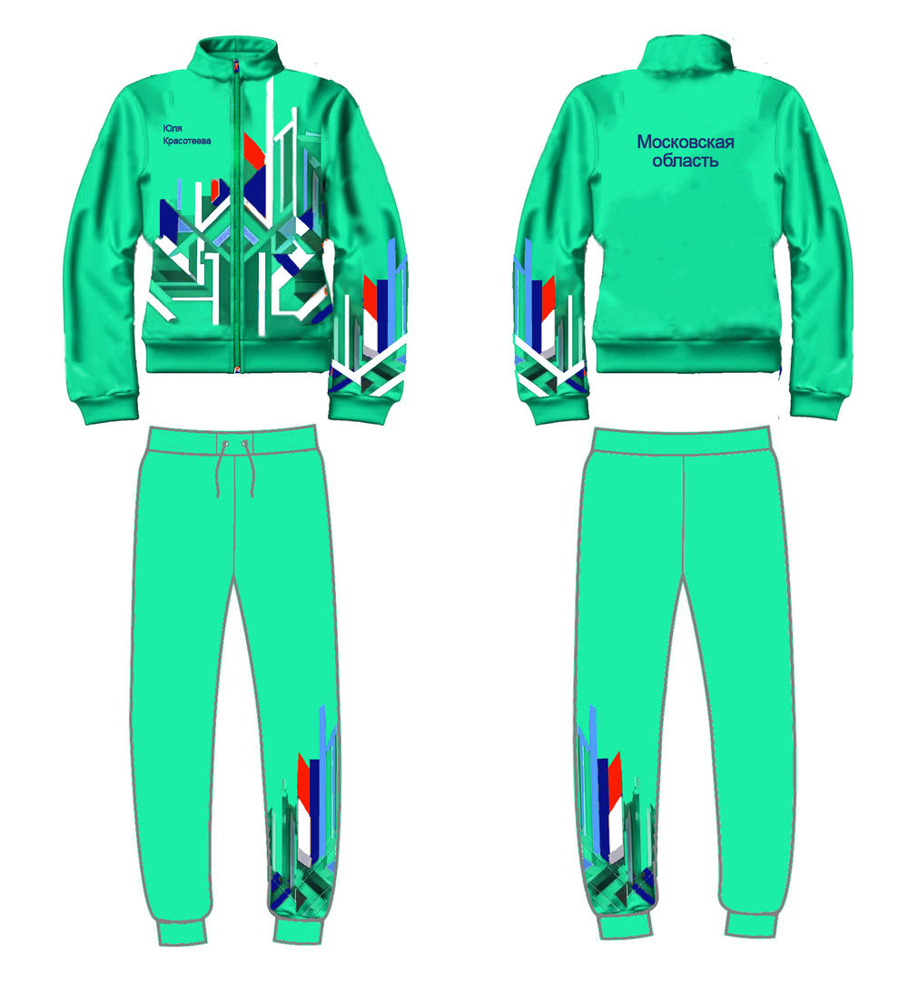 Костюм спортивный командный мятный с геометрическим рисунком