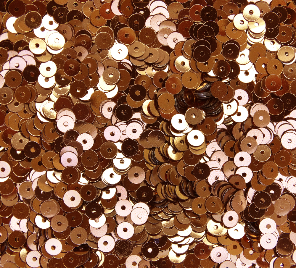 ПЛ004НН4 Пайетки круглые плоские, цвет: бронза металлик, 4 мм, 10 грамм