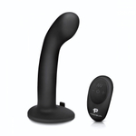 Черный вибрострапон с загнутой головкой Pegasus с пультом ДУ - 15 см. (Цвет: черный)