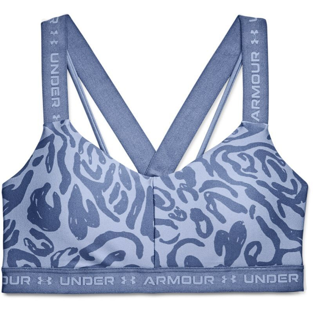 ТОП теннисный Under Armour Crossback Low Print Sports Bra - mineral blue