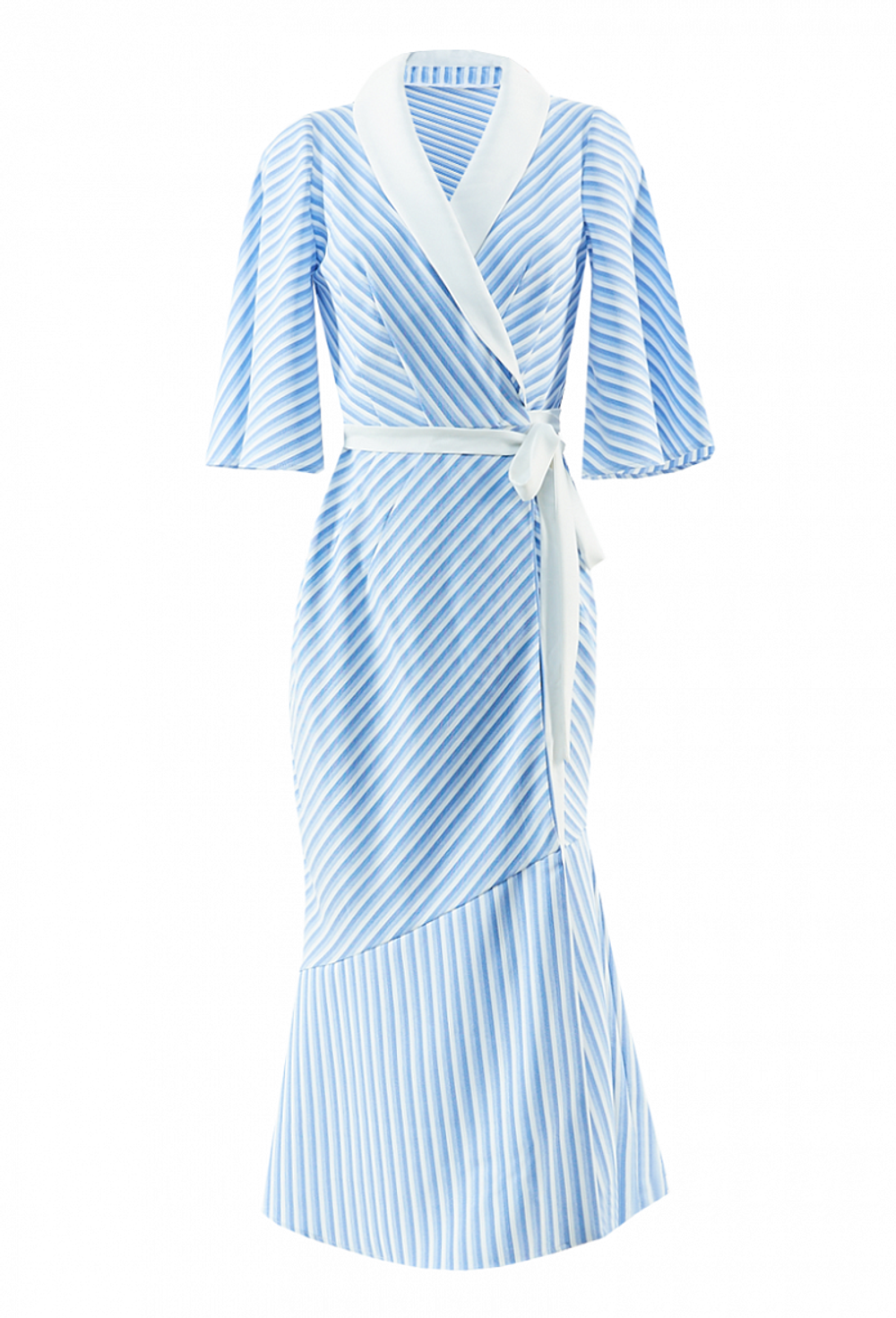 Льняное платье с запахом и широким рукавом 3/4 28-01-20 SS