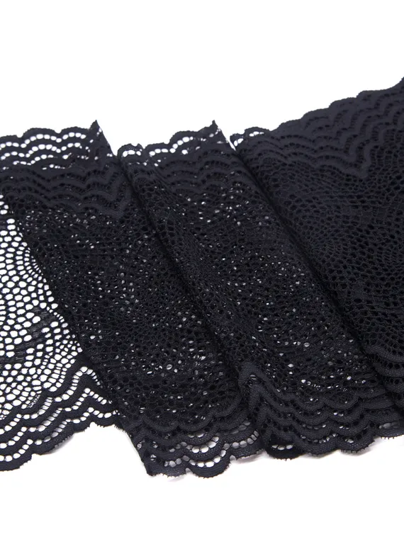 03-261 ОПТ Кружево эластичное 21 см, ажур, черный 170