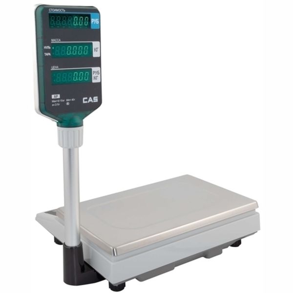 Весы торговые настольные CAS AP-1 (15M), RS232, 15кг, 2/5гр, 220x340, с поверкой, со стойкой