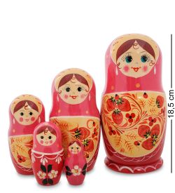Народные промыслы МР-10/19 Матрешка 5-кукольная (Семеновская)