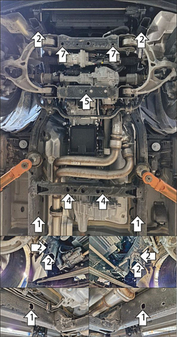 Защита алюминиевая 5 мм Р,Д,ПДф,КПП,РК для Dodge Ram 1500;V=3,0; с 2024 (акт. спойлер) Motodor.32913