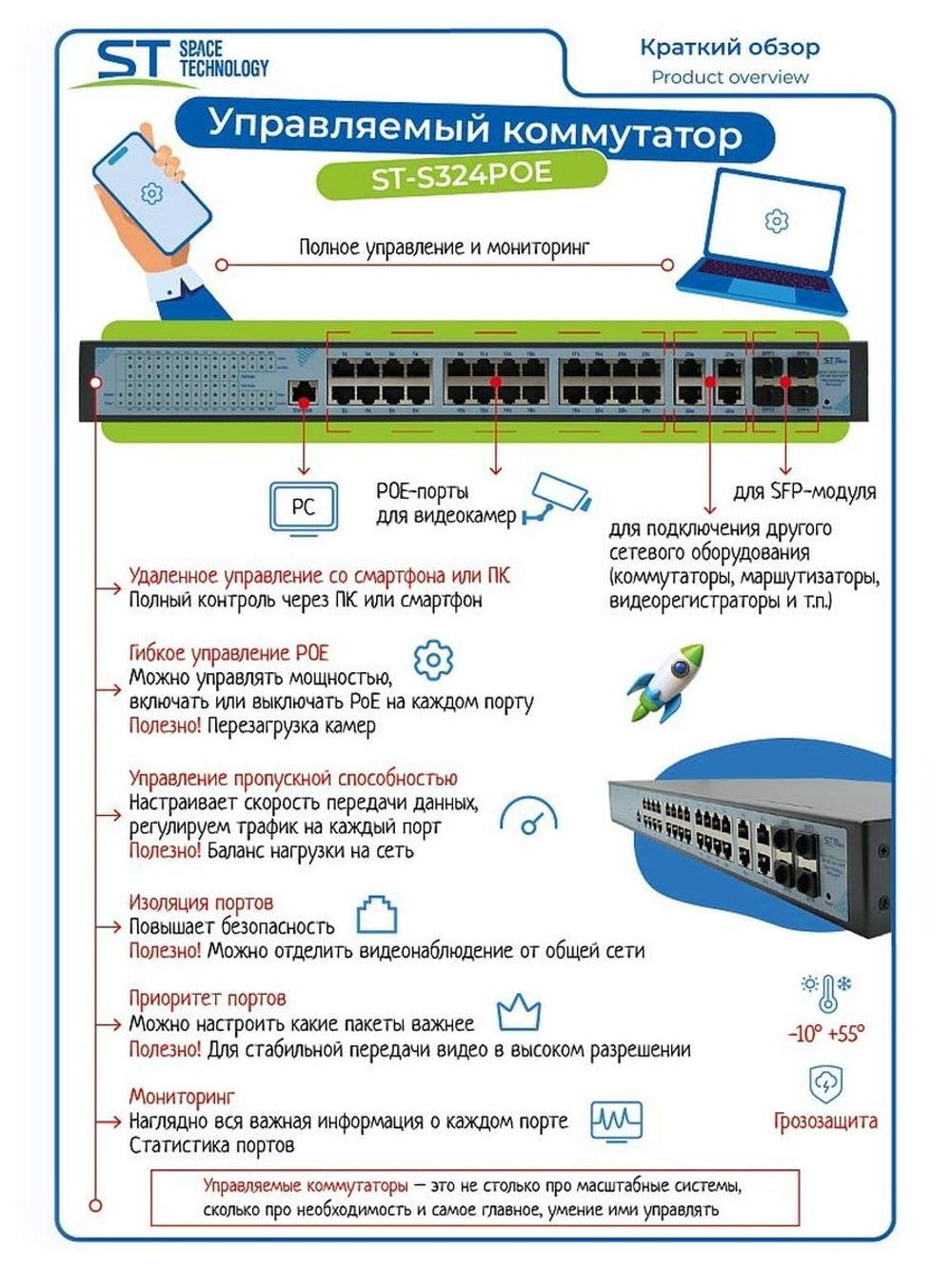 Источник питания ST-S308POE(8G/2S/1C/120W/A) PRO M