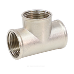 Тройник латунь никель Ду 15 (1/2") ВР/ВР VALFEX VF.130.N.012