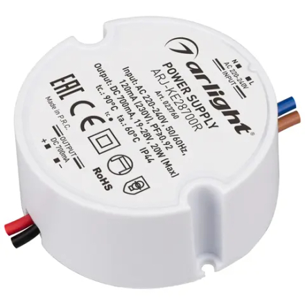 Блок питания ARJ-KE28700R (20W, 700mA, PFC) (Arlight, IP44 Пластик, 5 лет) 023760