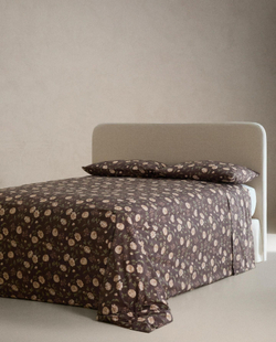 Zara Home - Простыня с цветочным принтом, коричневый, 240x280 см