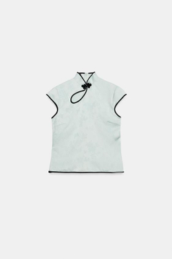 ZARA АТЛАСНЫЙ ТОП С КОНТРАСТНОЙ ОТДЕЛКОЙ И ЗАСТЕЖКОЙ, ЦВЕТ МОРСКОЙ ВОЛНЫ