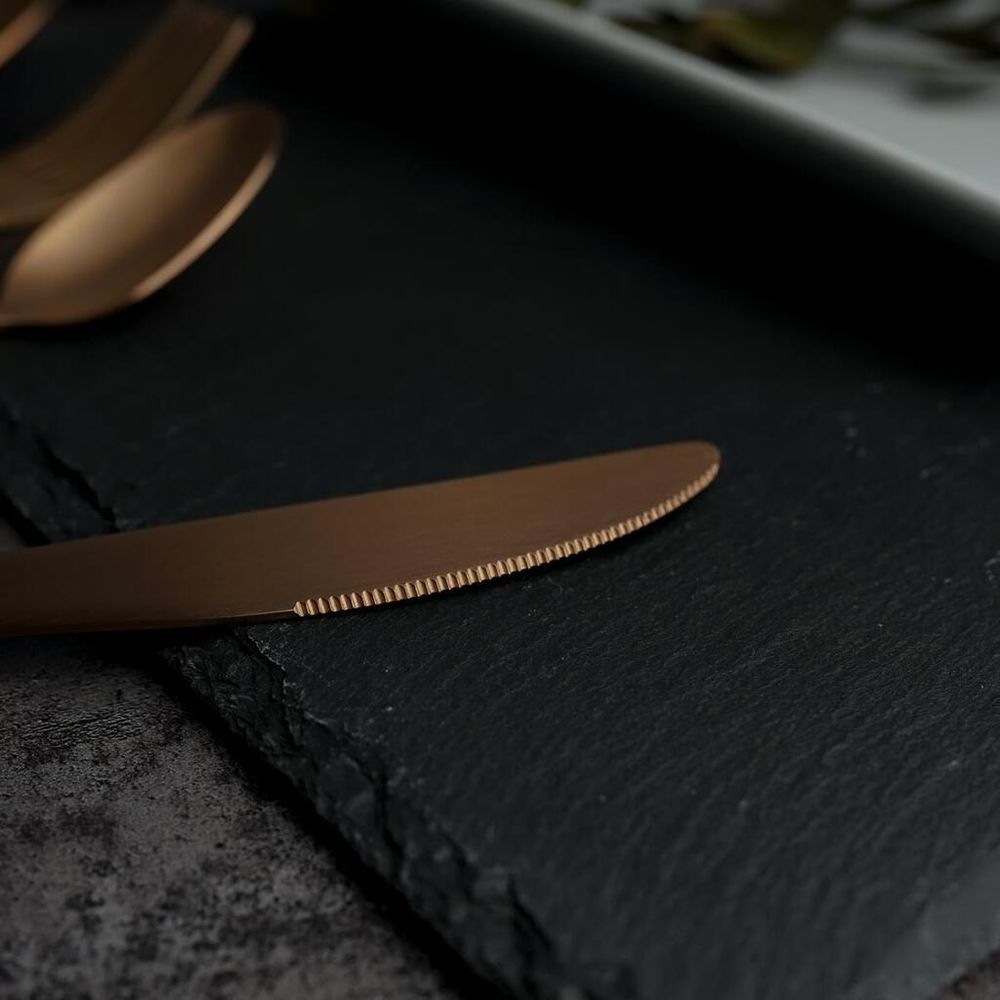 Нож столовый 23,1 матовый медный цвет черная ручка PVD   [12]