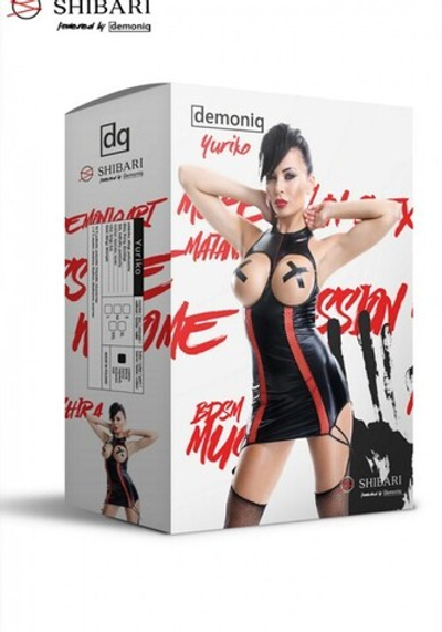 Платье с открытой грудью Yuriko с веревками для связывания (Shibari) L (46) (Цвет: черный, красный)