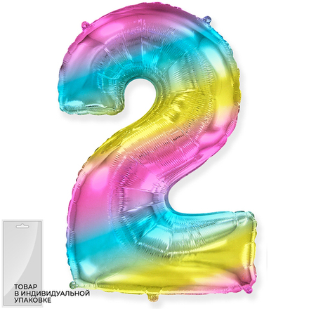 Цифра "2" радужный Fm в упаковке