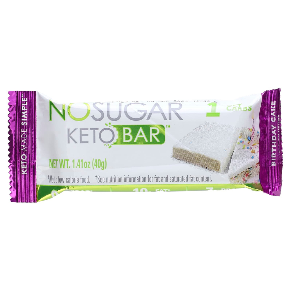 No Sugar Company, Keto Bar™, праздничный торт, 12 батончиков, по 40 г (1,41 унции)