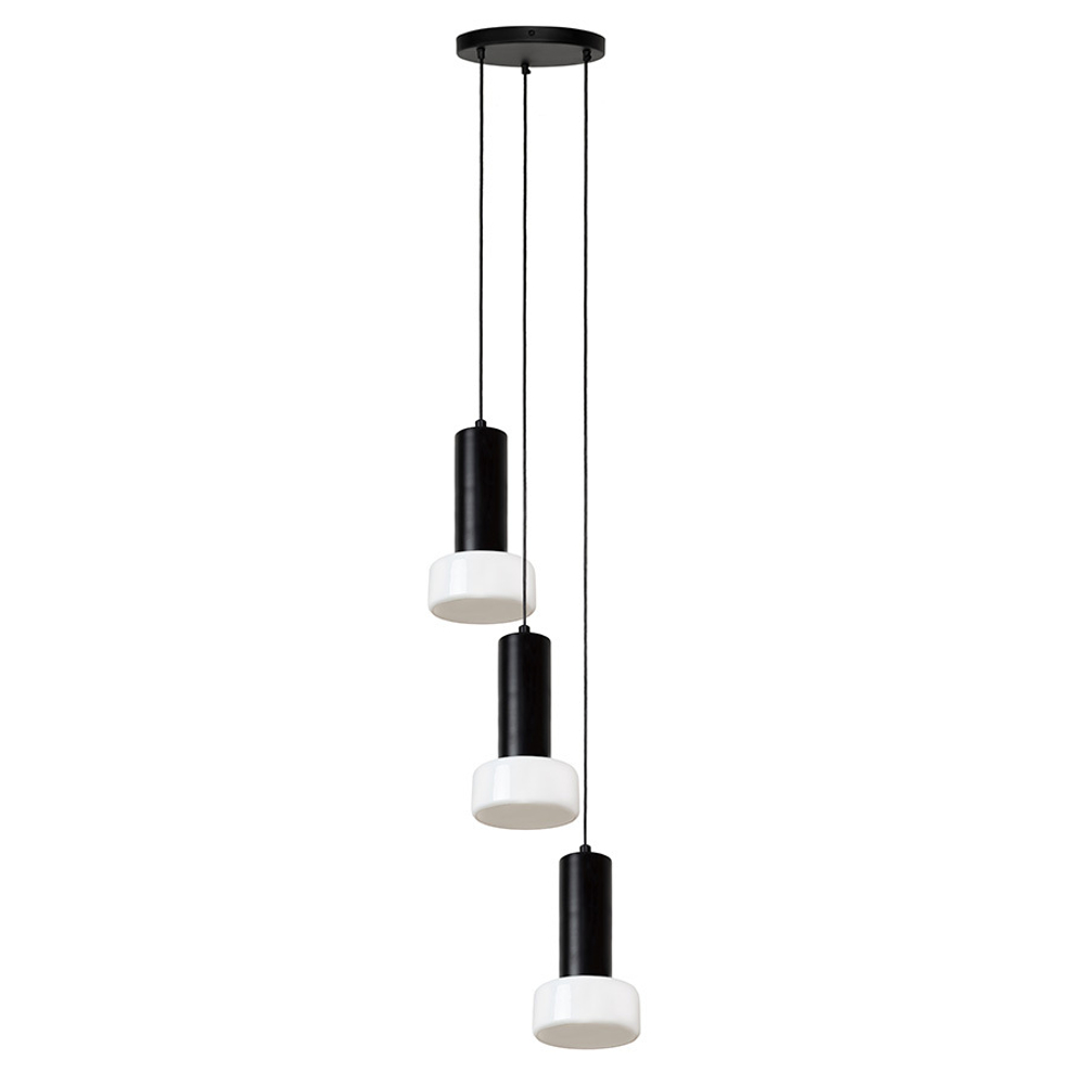 Светильник подвесной каскадный fungus, D15х25 см, 3 плафона, белый/черный
