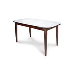 Стол Турин 1,9, орех темный + белое глянцевое стекло