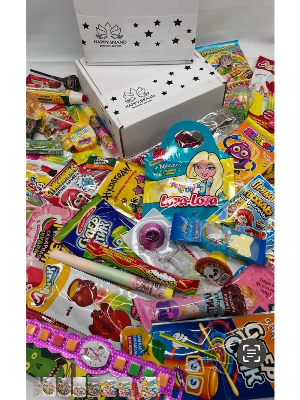 Подарочный набор сладостей 45 штук Сладкий бокс с Лабубу