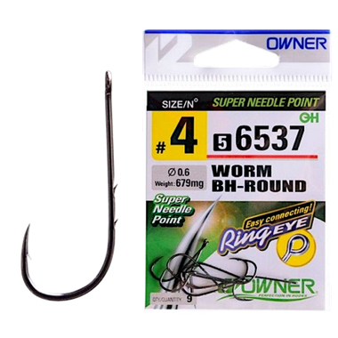 Крючок Owner с кольцом Worm BH-Round 56537 -