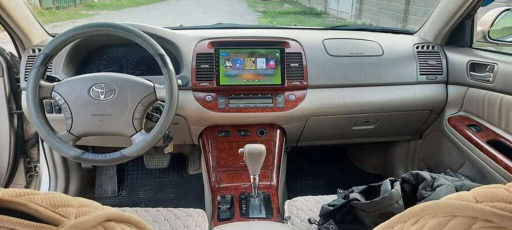 Магнитола Toyota Camry 30 2001-2006 (рамка дерево 1) - Teyes CC4-PRO монитор 9.5" 2K QLED на Android 13, Snapdragon 778G, AI, CarPlay, DSP, 4G SIM-слот