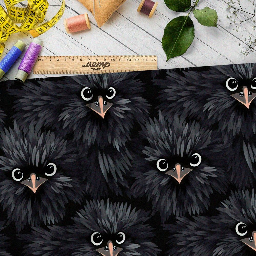 Ткань премиум мембрана фантазийные птицы