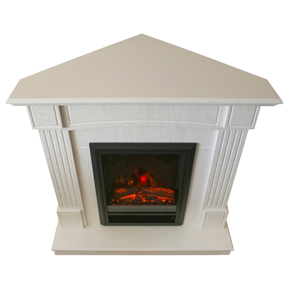 Каминокомплект Real Flame Andrea Corner WT с очагом Majestic Lux Brass (угловой)