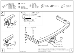 Фаркоп оцинкованный Galia A036A для Audi A4 2000-2007, VW Passat 1996-2005(паспорт и сертификат в комплекте)(без электрики)