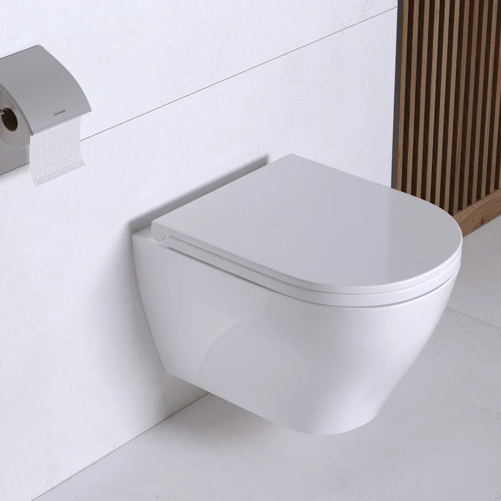 Унитаз подвесной "Breeze" безободковый (сид. дюро м/лифт, clip up, скрытое крепл) (Sanita Luxe)