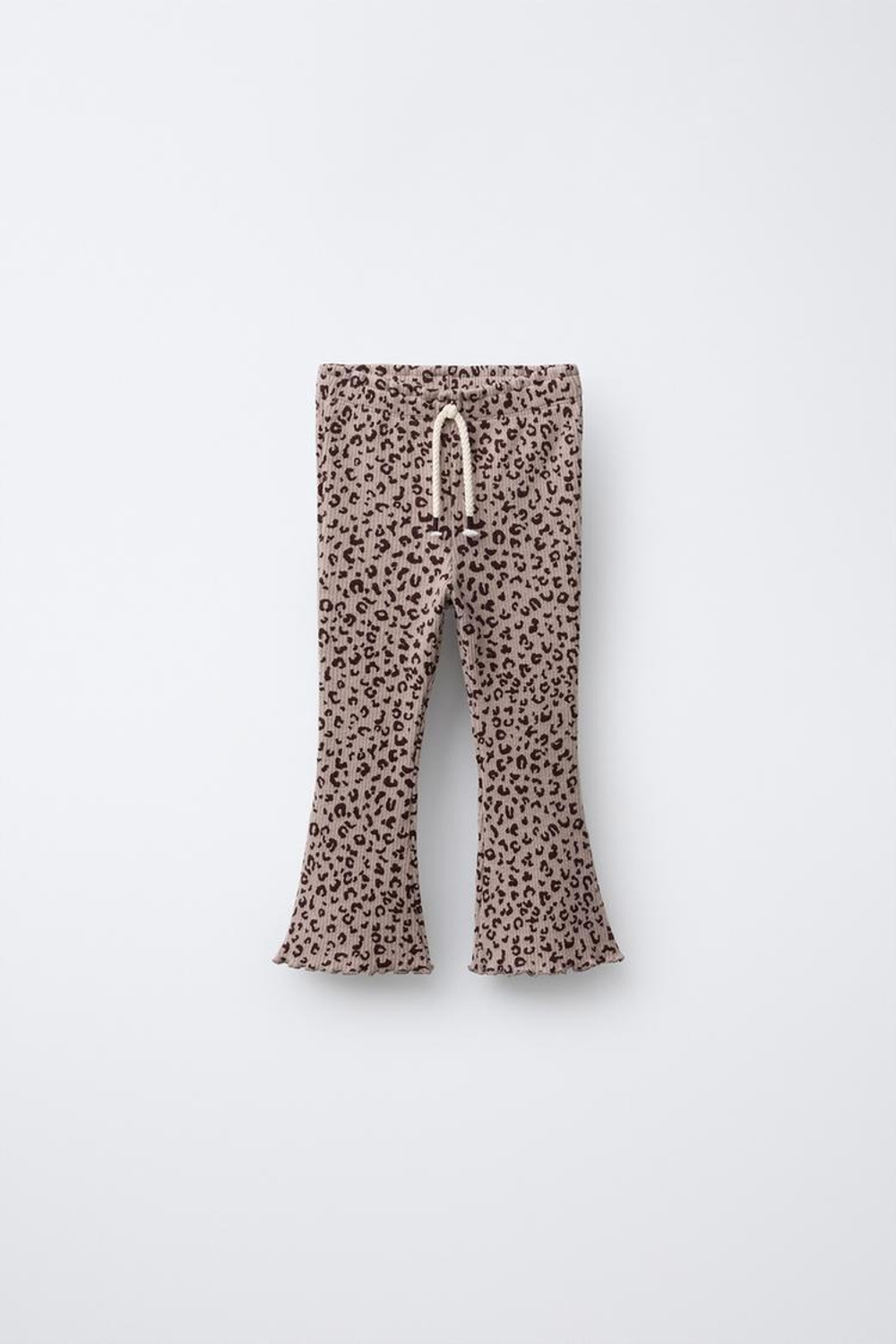 ZARA МЯГКИЕ РАСКЛЕШЕННЫЕ БРЮКИ С ПРИНТОМ, СЕРОВАТО-КОРИЧНЕВЫЙ