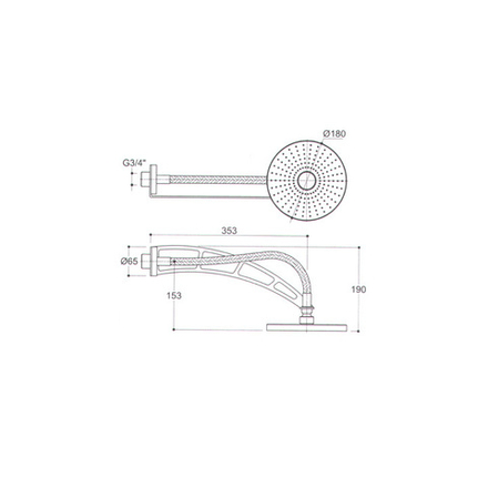 Верхний душ Ritmonio Frame из стены, цвет хром G0BA0766CRL