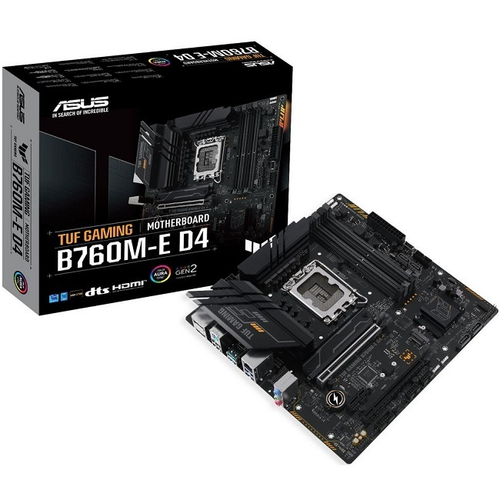 Материнская плата Asus TUF GAMING B760M-E D4 (LGA1700/B760/4xDDR4/2xPCI-Ex16/PCI-Ex1/2xM.2/SB7.1/GLAN/DP/HDMI/mATX)