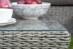 "Капучино" журнальный столик из искусственного ротанга (гиацинт), цвет серый