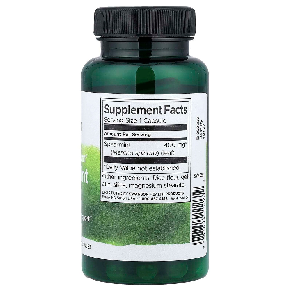 Swanson, Full Spectrum®, лист мяты кудрявой, 400 мг, 60 капсул