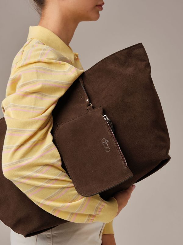 Замшевая сумка шоппер Texas DBR 31390 кофе