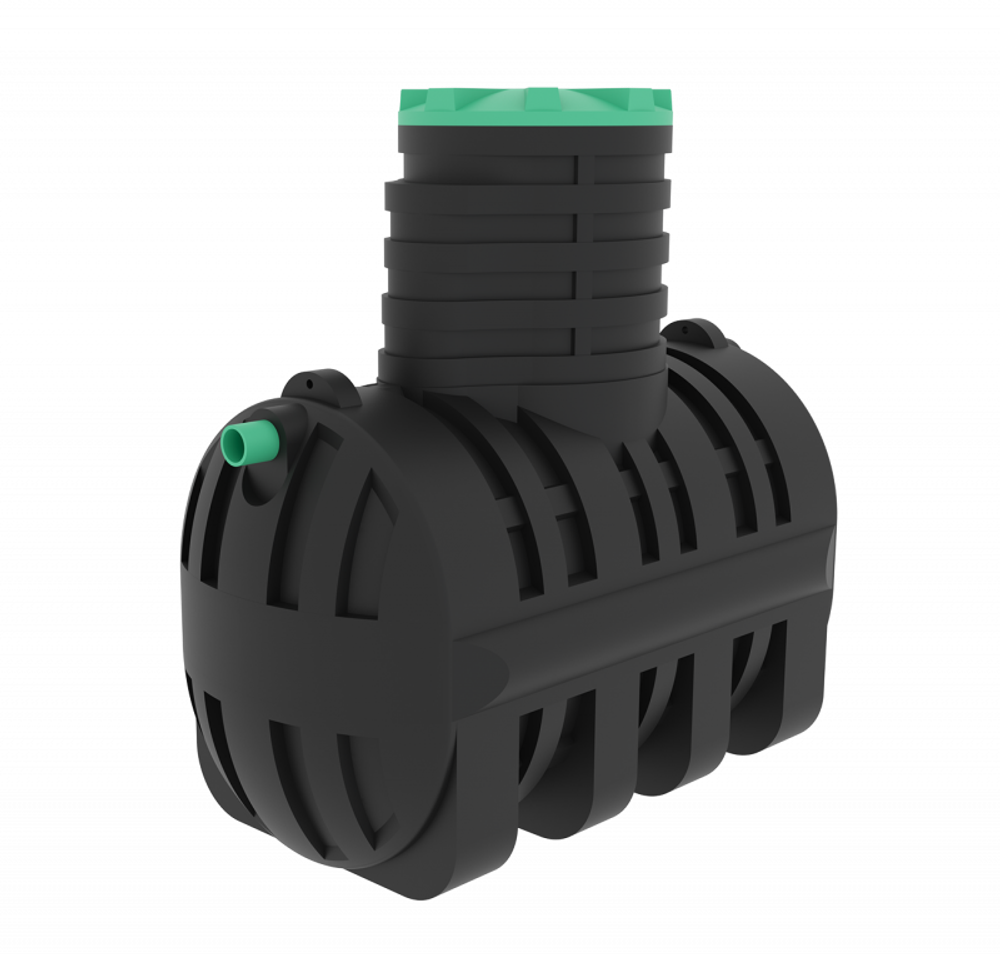 Септик переливной Мультпласт Термит Профи+ 2.5 PR 2500 л. горизонтальный / 1000 л. в сутки / 5 чел. / принудительный сброс (2220x1220x2140см;116кг;черный) - арт.555456