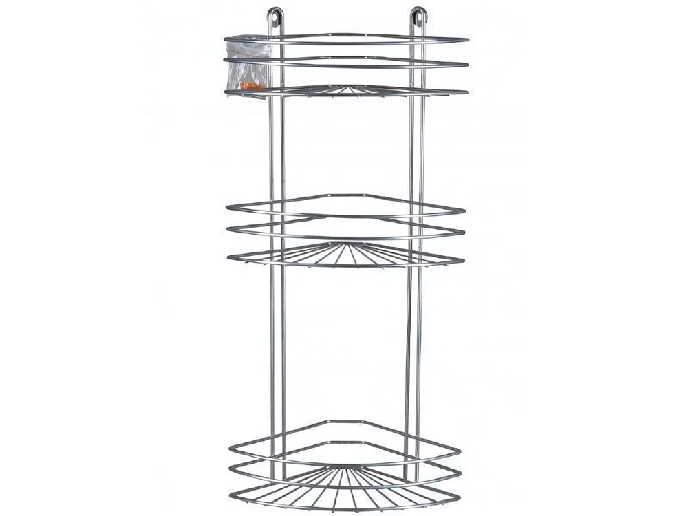 Полка 3-х ярусная угловая 600*280*180мм, хром