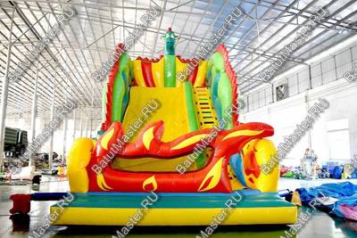 Коммерческий надувной батут-горка "Огненный дракон" 18*8*13 м