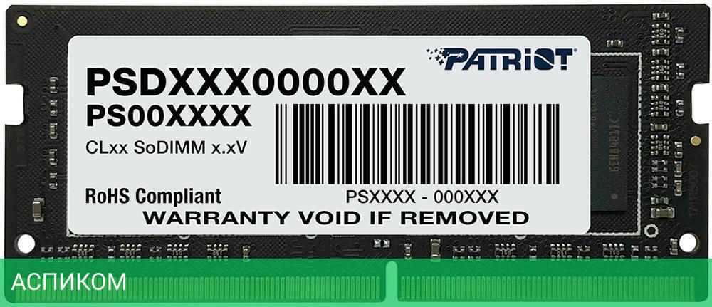 Оперативная память Patriot Signature Line 16GB DDR4 SODIMM PC4-25600 (PSD416G32002S)