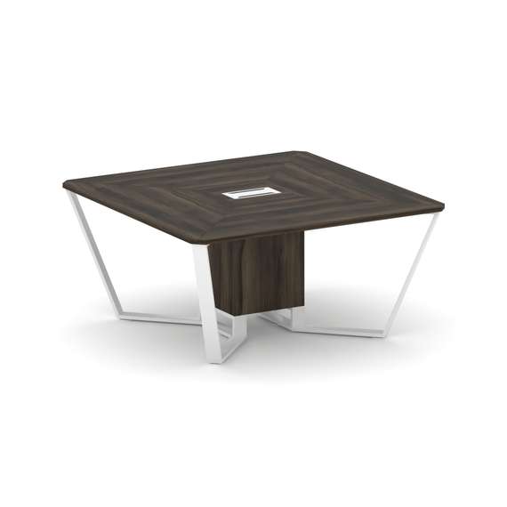 Steel Meet Стол переговорный квадратный KD-PR.B.SP-08 Дуб Мали/Металл Белый 1600*1600*750